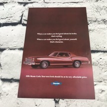 Vtg 1976 Monte Carlo Chevrolet Automobile Print Ad Advertising Art - £7.81 GBP