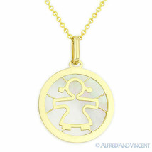 It&#39;s A Girl Baby Child Celebration Charm Pendant Mother of Pearl 14k Yellow Gold - £135.88 GBP