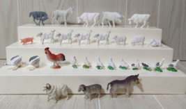 Farm animals plastic action figures plastic horse pig sheep cow vtg Hong... - $14.84