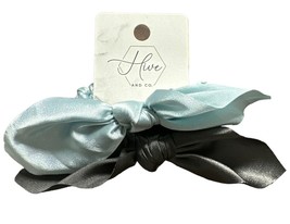 Set of 2 Hive and Co Hair Ties with Bow - Blue &amp; Gray   #736132 - £3.87 GBP