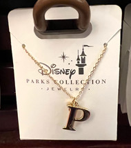 Disney Parks Mickey Mouse Faux Gem Letter P Gold Color Necklace NEW - £26.46 GBP