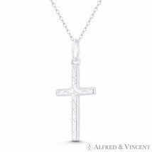 Christian Catholic Cross Wave &amp; Circle Crucifix Pendant in .925 Sterling Silver - £11.38 GBP+