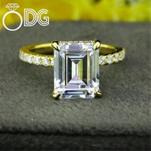 2 Carat Emerald Cut Moissanite Engagement Ring – 4-Prong Hidden Halo Pav... - $3,734.05 MXN