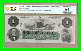 1860&#39;s $1 Bank of America-Providence Rhode Island - PCGS 64 UNC - RI-235... - $296.99