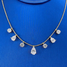 4Ct Pear Cut Real Moissanite Fancy Pendant Neckless 14KYellow Gold Plated Silver - $336.59