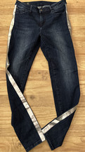 A|X Armani Exchange Super Skinny Lift Up Jean Dark Denim Silver Tuxedo Stripe 29 - £111.69 GBP
