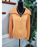 Marks &amp; Spencer Women Orange Cotton Long Sleeve Full Zip Stretch Sweater... - £28.04 GBP
