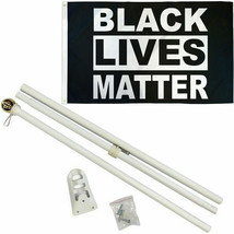 6 Ft Flag Pole Kit Black Lives Matter Gold Ball White + 3x5 Flag Flagpole Kit - £36.75 GBP