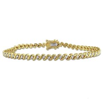 1/2CT Rundschliff Moissanite S-Link Tennisarmband 7,5&quot; 14K Gelbgold Beschichtet - $154.60