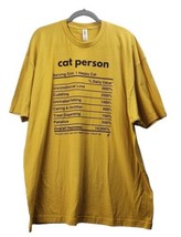 Cat Lady Box Womens Cat Person Nutrition Crew Neck SS T-Shirt Sz 3XL Yellow - £13.20 GBP