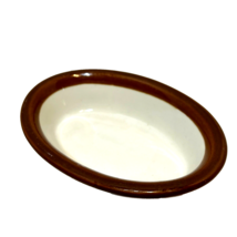 Vintage Hall 1050 Heavy Stoneware Oval Soap Dish Cream and Brown 6.25 x 4.25&quot; - £11.47 GBP