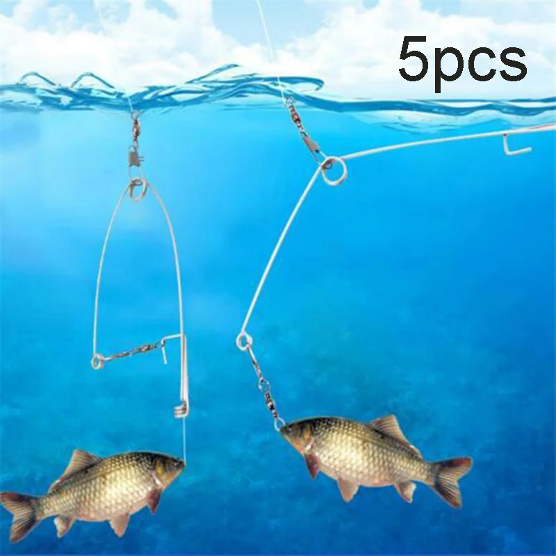 5Pcs Smart Kingfisher Stainless Steel Hook Trigger Spring Fishing Hook Setter Ba - £45.05 GBP