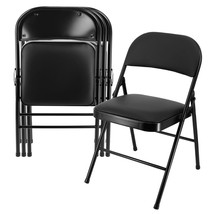 Elama 4 Piece Metal Folding Chair with Padded Seats in Black - $171.05