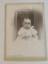 Vintage Cabinet Card Baby in White Gown on Wooden Chair age 10 months - £14.29 GBP