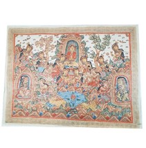 Vintage Balinese Kamasan Painting Textile Folk Art Arjuna Wiwaha Meditation - £314.67 GBP