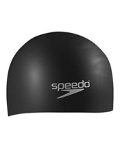 Speedo Adult Solid Silicone Swimming Dome Swim Cap Black One Size Stretch Fit - £5.90 GBP