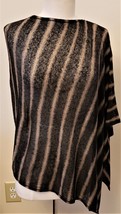 Eileen Fisher O/S Asymmetrical  Organic Linen  Poncho/Cover Up Black Striped - £31.94 GBP