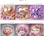 6pcs Sparkling Diamond-Style Birthday Greeting Cards  Jewel Art COMPLETE... - $24.74
