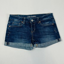 Aeropostales Midi Womens Jeans Shorts Size 4 Blue Stretch Denim Cuffed - $18.99