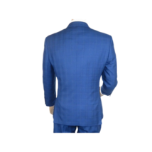 Men Suit By Renoir Window pane English Plaid Slim Fit Side Vents Fit 291-20 Blue image 11