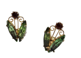 Vintage Clip On Earrings Rhinestone Flowers Dainty Cottagecore - £15.26 GBP