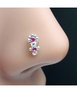 Vertikal 925 Sterling Silber Rosa Weiß Cz Nasen Ring Push Anstecknadel - €16,72 EUR