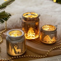 Christmas Candle Favor, Christmas Glass Candle Holder, Happy Holiday Favors - £123.87 GBP