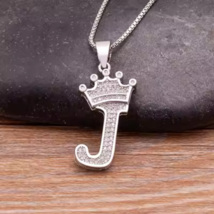 Letter J Crown Necklace Personalized Initial Jewelry Luxury Gift for Wom... - $17.03