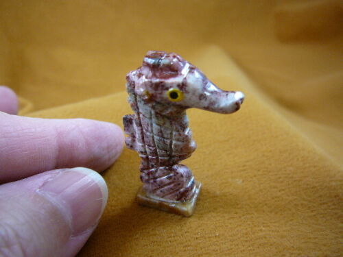 (Y-SEAH-WB-14) red SEA HORSE seahorse dragon carving stone SOAPSTONE sea... - $8.59