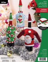 Bucilla Felt Applique 3 Piece Bottle Cover Kit, Holiday Sweaters, Perfec... - $25.95