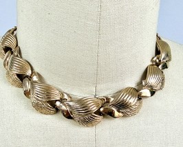 VTG 50s Goldtone Textured Choker Necklace 16&quot; Midcentury Cocktail Glam - $24.70