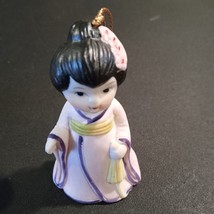 J.S.N.Y Vtg Ceramic Bisque Geisha Girl Jeffrey Snyder Figurine Bell Hand Painted - £8.61 GBP