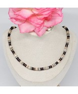 Heishi Brown Beige Shell Choker Necklace 16&quot; Long - £13.46 GBP