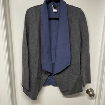 Icelandic Design 100% Wool Drape Front Cardigan Sweater Gray Blue Size S... - £19.55 GBP