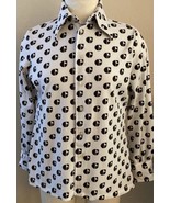 Vtg 70s Givenchy For Chesa All Over &quot;G&quot;s Shirt Brown White Size 16 Women... - $64.12