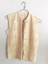 VTG Boepple 60s Sweater Vest Ivory Orlon Acrylic Women&#39;s  S NWOT Unique Knit - £25.71 GBP