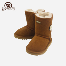 K.Signature-Summer Toddler&#39;s Button Sheepskin Winter Snow Boots  - £59.07 GBP