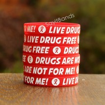 50 Live Drug Free Wristbands - Drugs Are Not For Me - New Red Ribbon Week Bands - $38.88