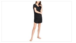 Alfani Pocket T-Shirt &amp; Tulip-Hem Shorts Pajama Set-Black -Medium SW230114 - £16.40 GBP
