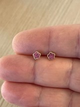 Studs Flower Earrings 9k Yellow Gold Pink Topaz - £56.78 GBP