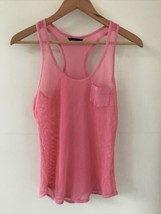 Moda International Pink Mesh See Through Tank Top Summer Shirt 36&quot; Small Unisex - £23.88 GBP