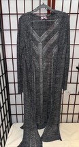 Love On A Hanger Long Crochet Cardigan Women&#39;s Gray Open Sides Open Front Sz M - £11.07 GBP