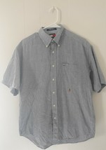 TOMMY Hilfiger Men&#39;s Size Med Button Down Short Sleeve Shirt  Blue &amp; Whi... - $277.88 MXN