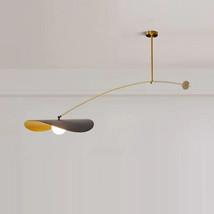 Mid Century Minimalist Chandelier Ceiling Light Myrna Style Brass Black Colour - £296.84 GBP