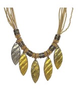 Avenue Multi Strand Seed Beads Laminated Boho Leaf Dangles Statement Nec... - $29.72
