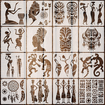 16 Pieces African Tribal Stencils Congo Mask Stencil Tribal Faces Stencil Africa - £10.09 GBP