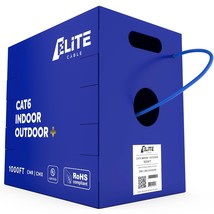 Elite Cat6 Indoor/Outdoor Ethernet Cable - 23Awg, 1000Ft, 600Mhz, 5+ Db,... - $361.99