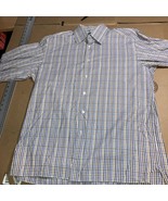 Ermenegildo Zegna XL Blue White Tan Striped Shirt, Men&#39;s Long Sleeve But... - £11.17 GBP