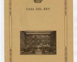 Casa Del Rey Resort Hotel Menu Santa Cruz California 1930&#39;s - £68.44 GBP