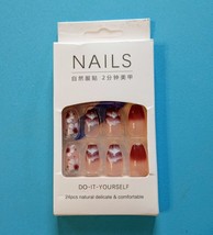 New. PRESS ON NAILS &quot;GRADIENT BURGUNDY&quot; Glue on Nails Glossy Full Cover ... - £7.13 GBP